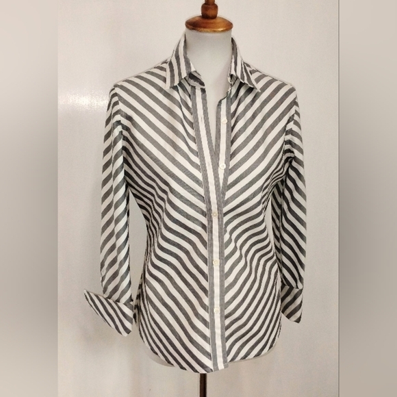 BANANA REPUBLIC POPLIN STRIPED BLOUSE - Picture 4 of 8